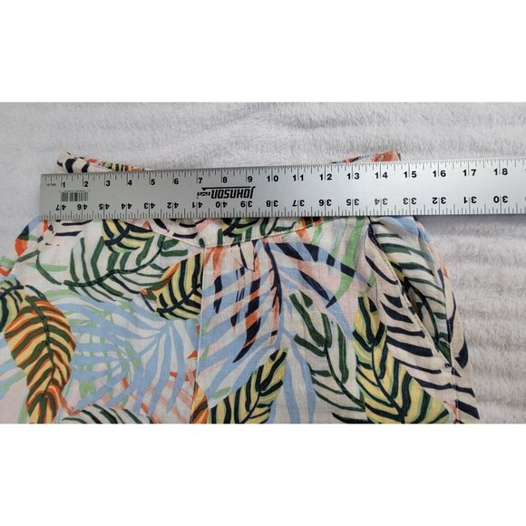 Tahari Womens Tropical Leaf Print Linen Wide-Leg Crop Pants Womens Medium Summer - Picture 5 of 10